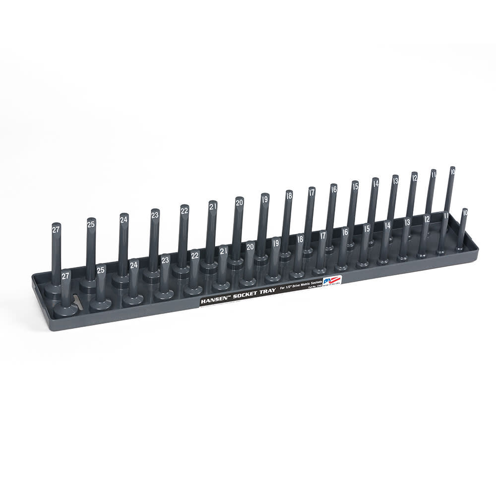 Hansen Global 2 Row Socket Tray 1/2in Drive 34 Slot Metric Gray