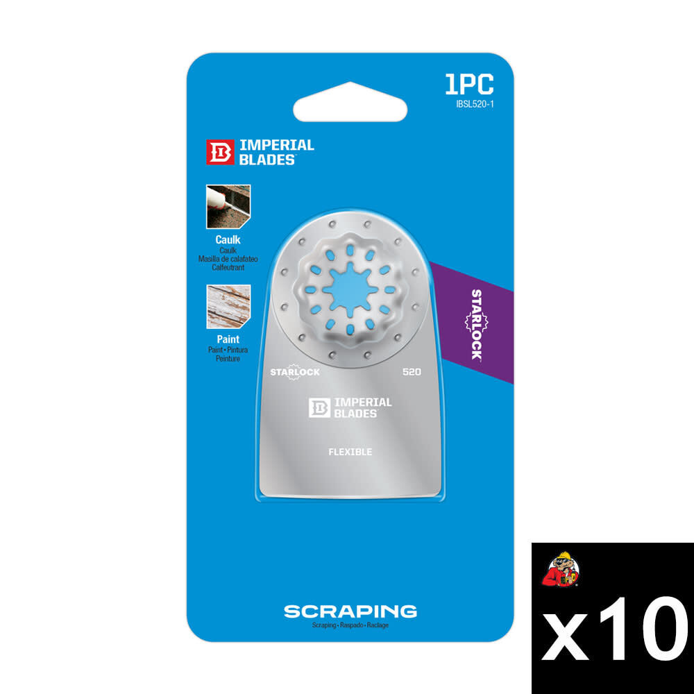 Imperial Blades 2 Inch Steel Starlock Soft Material Scraper Bundle, 10 Pieces