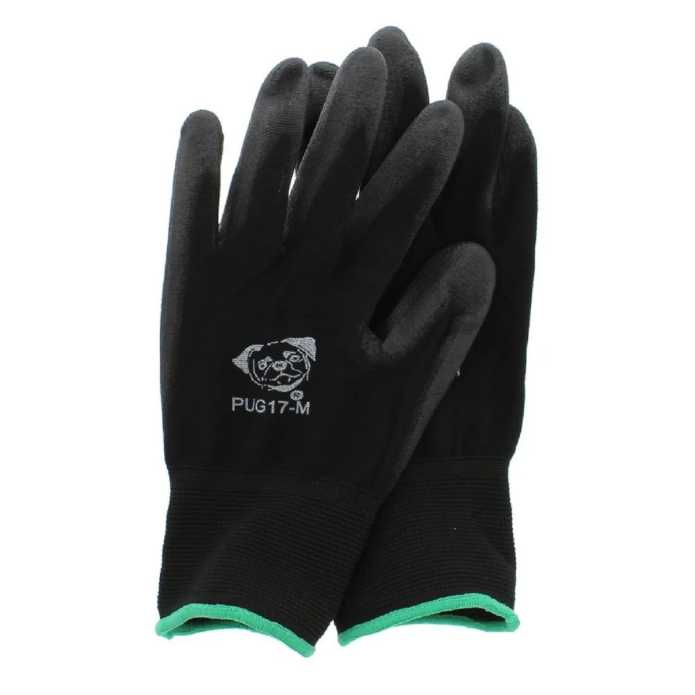 Global Glove Polyurethane Nylon Lightweight Work Gloves, Black, Medium