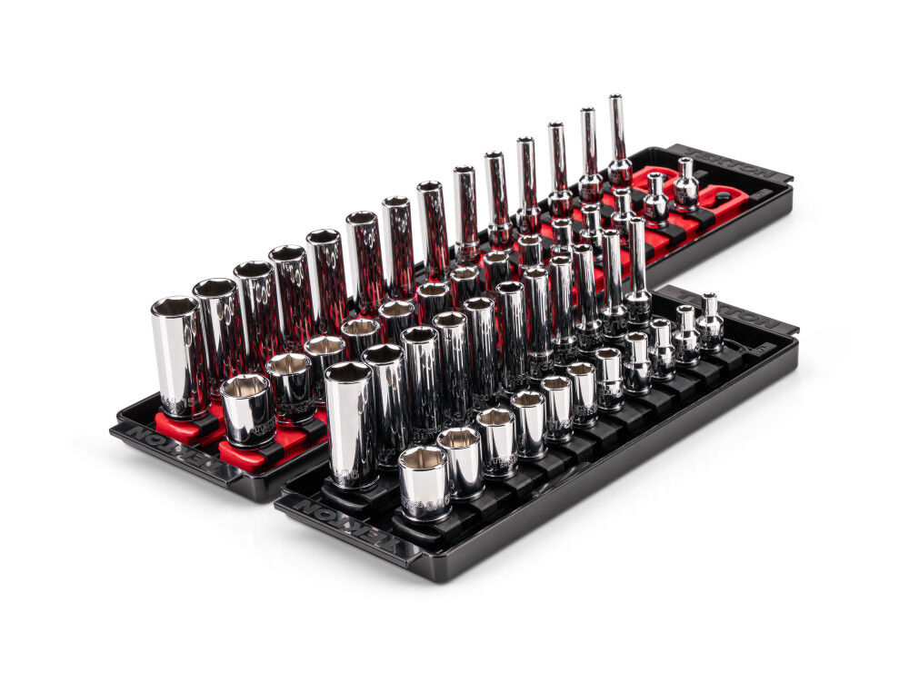 Tekton 1/4 Inch Drive 6 Point Socket Set, 50 Pieces (5/32-9/16 Inch, 4-15 mm)
