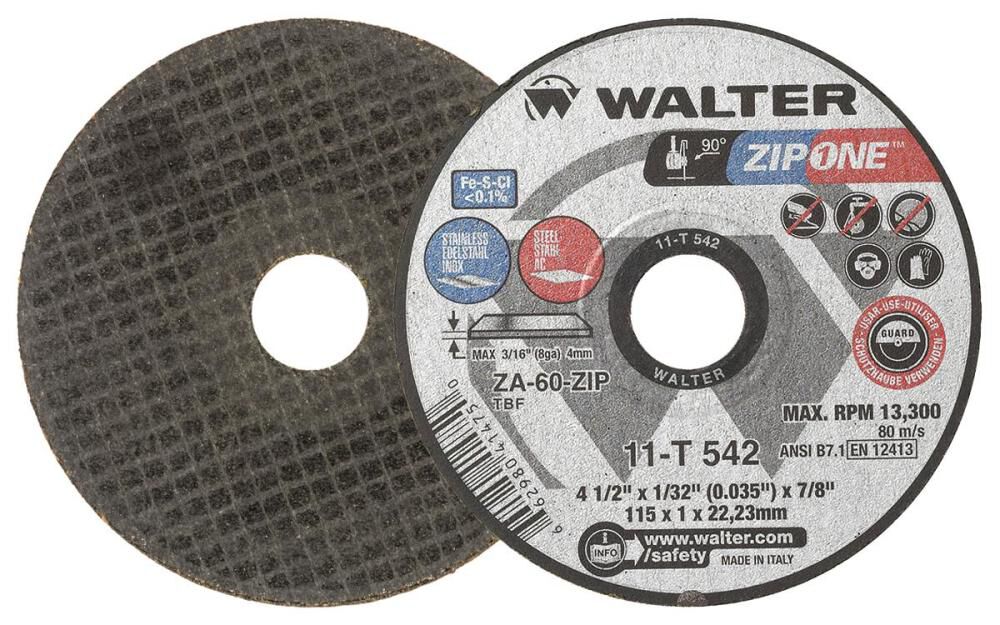 Walter Cut-Off Wheel, 4-1/2 x 1/32 x 7/8 Inch ZIP ONE, Type 1