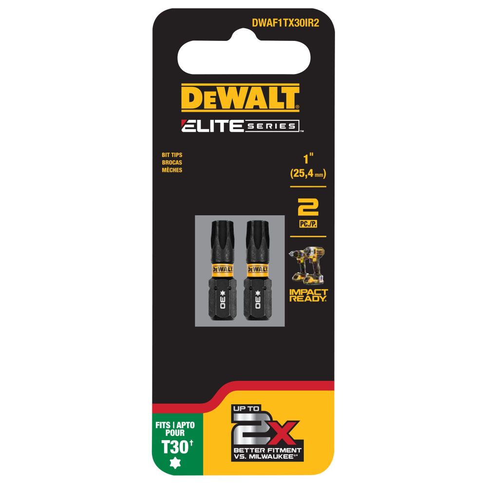 DEWALT Elite Series 1 Inch T30 Bits, 2 Pieces