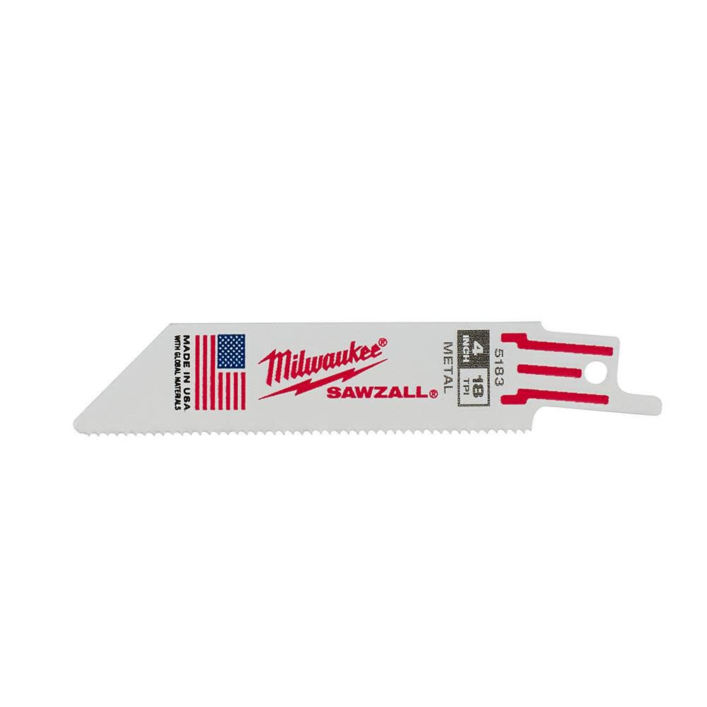 Milwaukee 4 in. 18 TPI Thin Kerf SAWZALL Blades 5PK