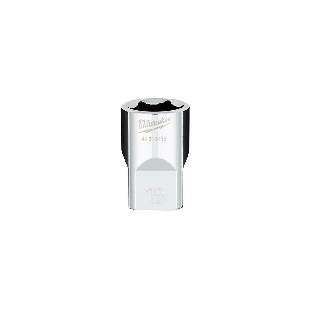 Milwaukee 1/2 in. Drive 18MM Metric 6-Point Socket with FOUR FLAT Sides
