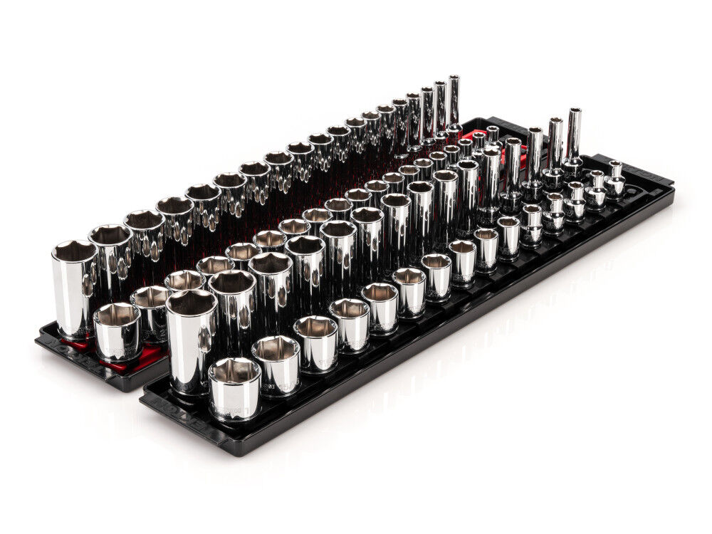 Tekton 3/8 Inch Drive 6 Point Socket Set, 68 Pieces (1/4-1 Inch, 6-24 mm)