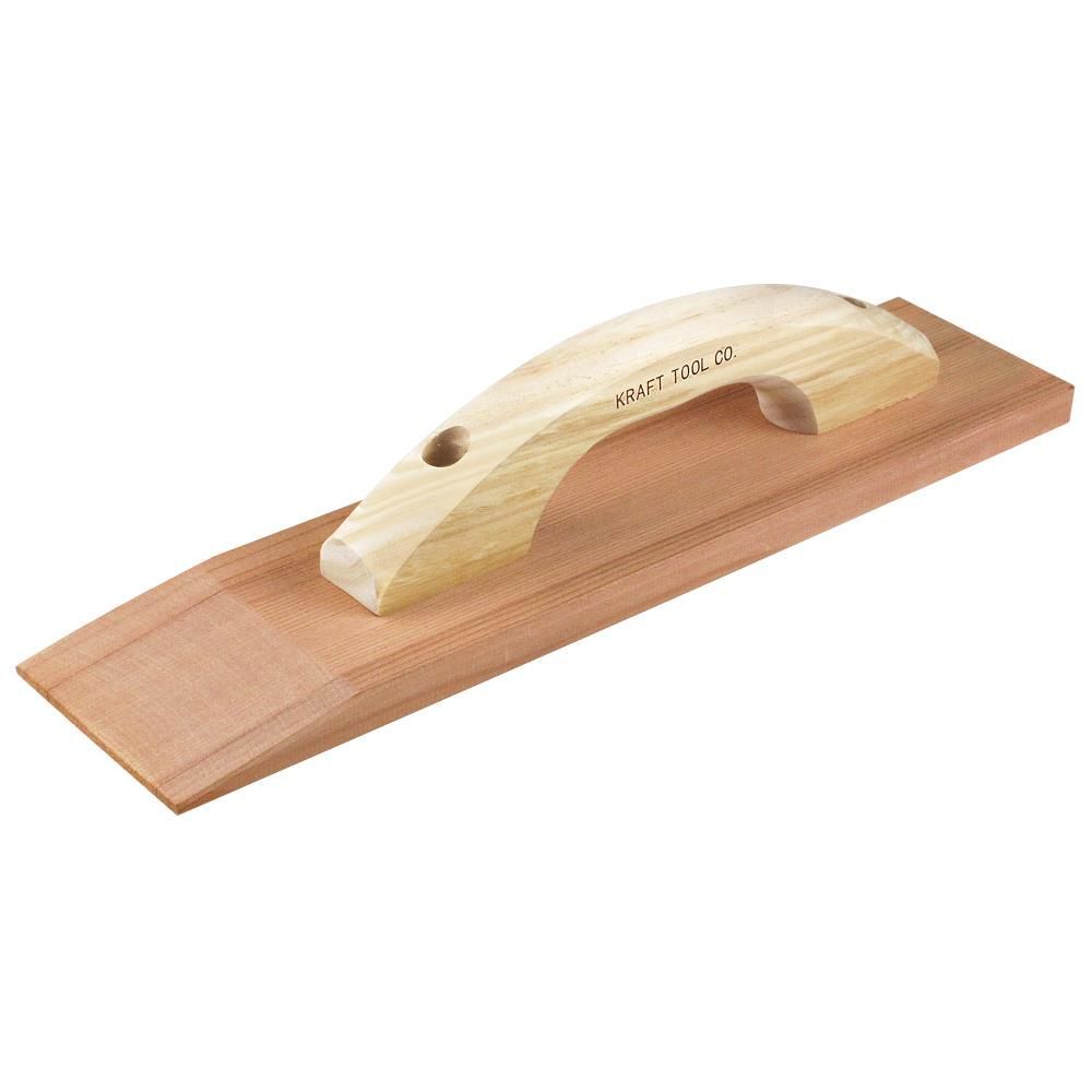 Kraft Tool Co 15 In. x 3-1/2 In. Clear Heart Redwood Beveled Hand Float with Wood Handle
