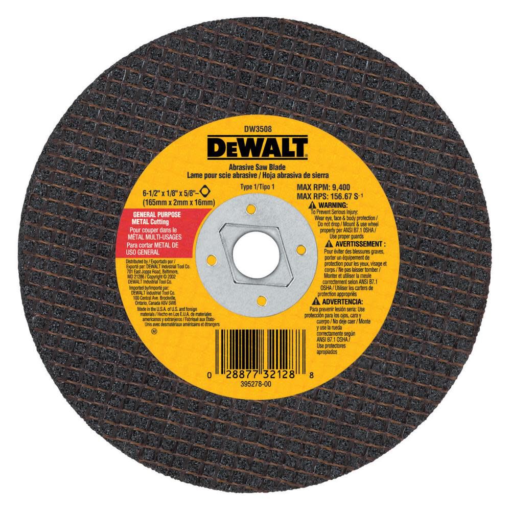 DEWALT 6-1/2-in x 1/8-in Metal Abrasive Saw Blade