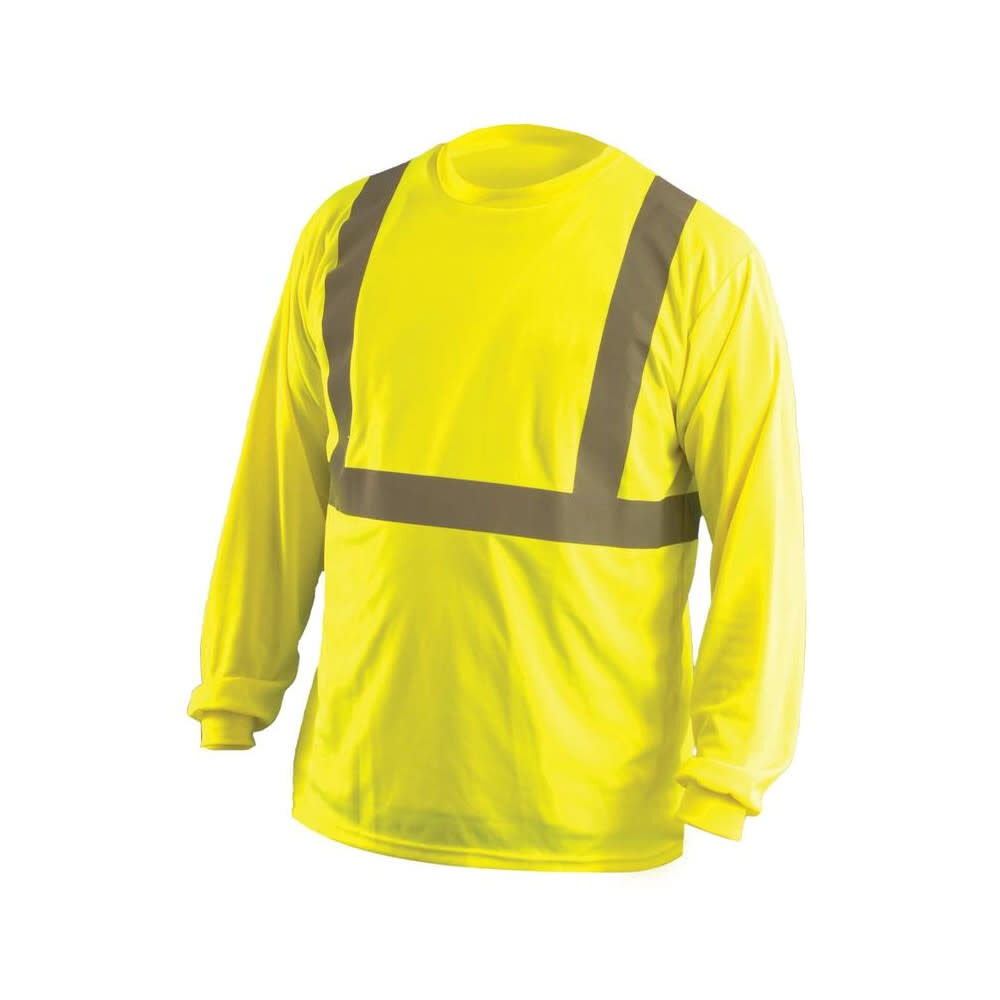 Occunomix Hi-Vis Yellow Class 2 Classic Wicking Birdseye T-Shirt Long Sleeve Small