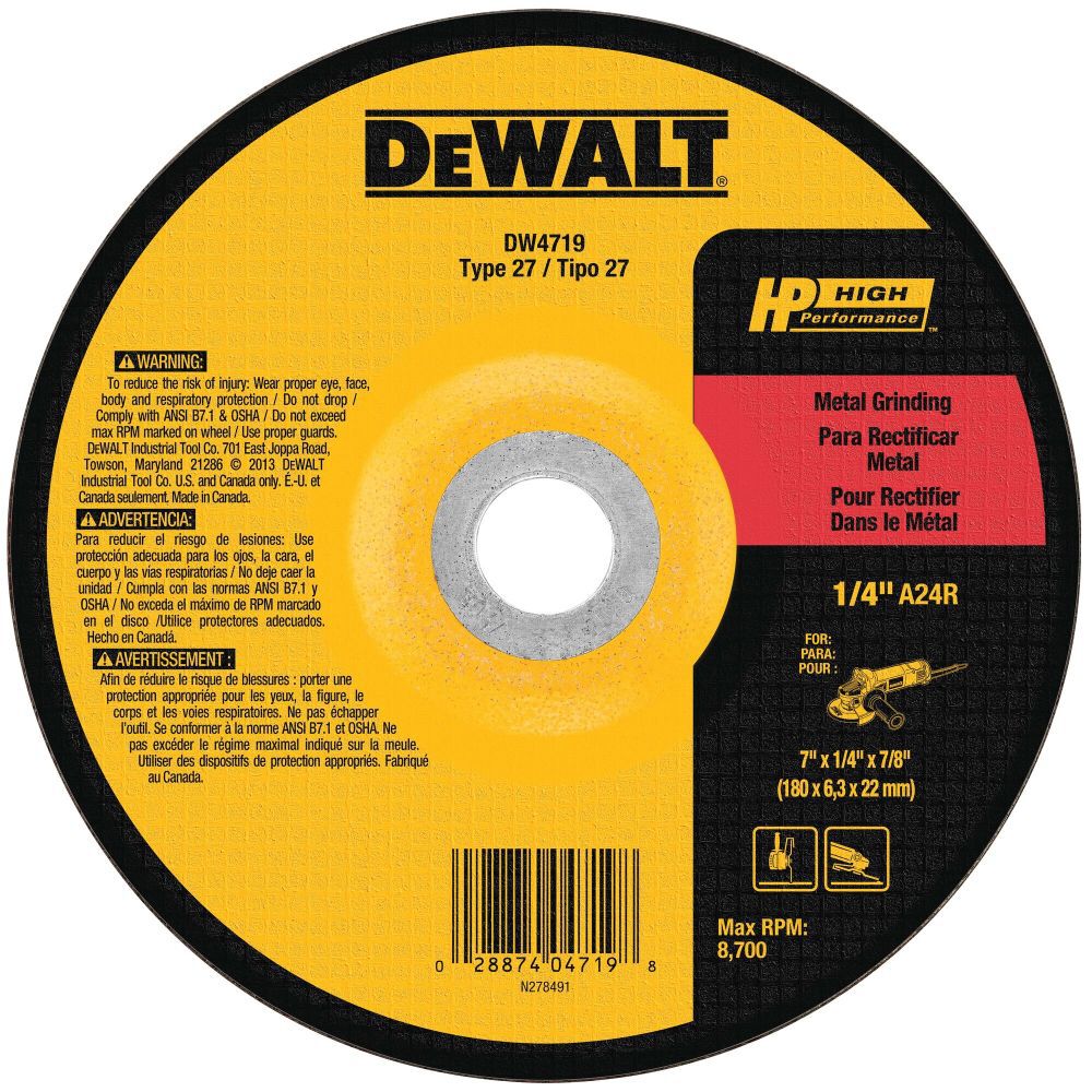 DEWALT 7 in. x 1/4 in. HP Metal Grinding