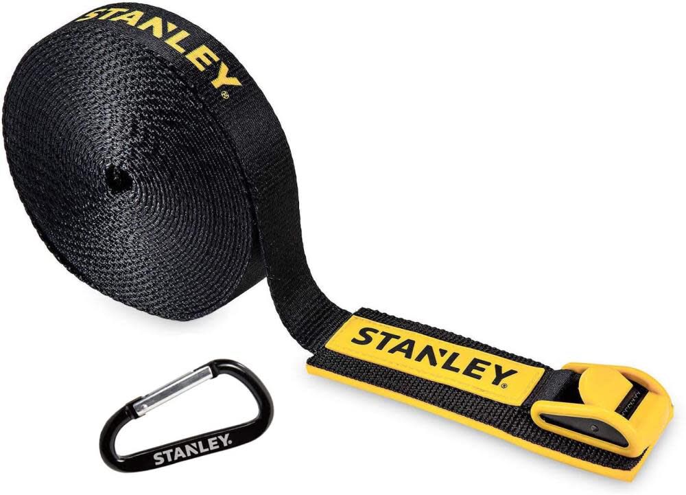 Stanley Tie Down Lashing Strap with Hooks 1in x 19.6′ Heavy Duty