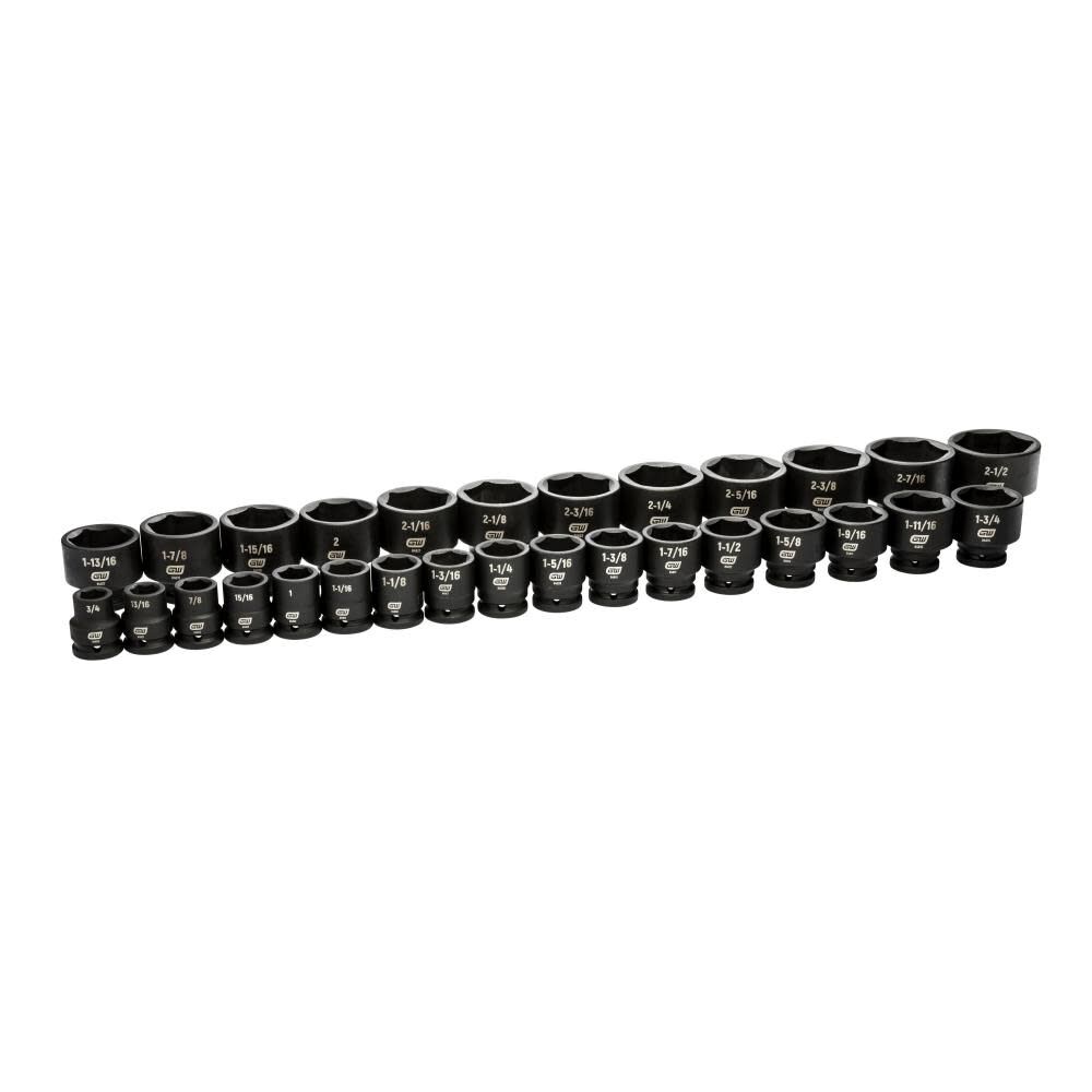 GEARWRENCH 3/4in Drive 6 Point SAE Impact Socket Set 29pc