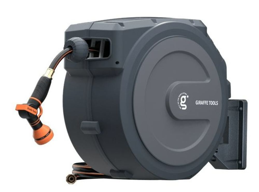 Giraffe Tools 1/2 Inch x 78 Foot Dark Grey Garden Hose Reel with PP Bracket