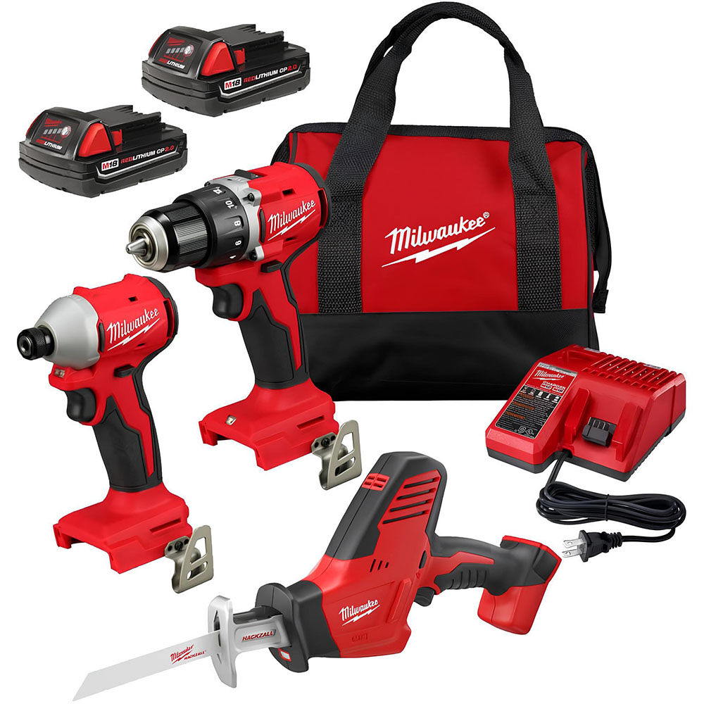 Milwaukee M18 3 Tool Cordless Combo Kit Bundle