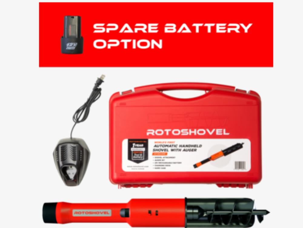 Rotoshovel Powered Shovel Auger with 2 Batteries