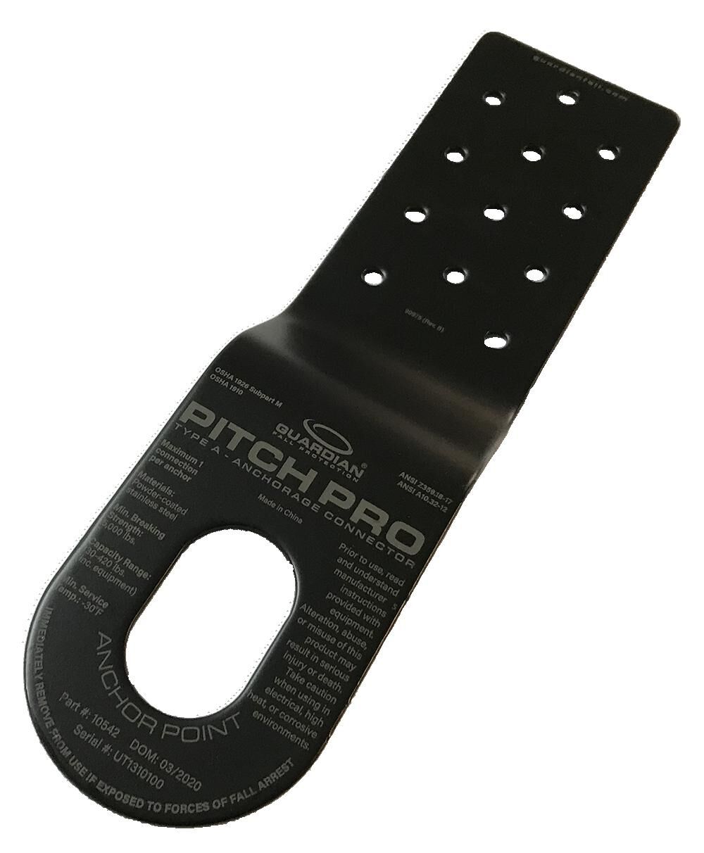 Guardian Fall Protection Pitch Pro Slotted Roof Anchor, Black, 25 Pack