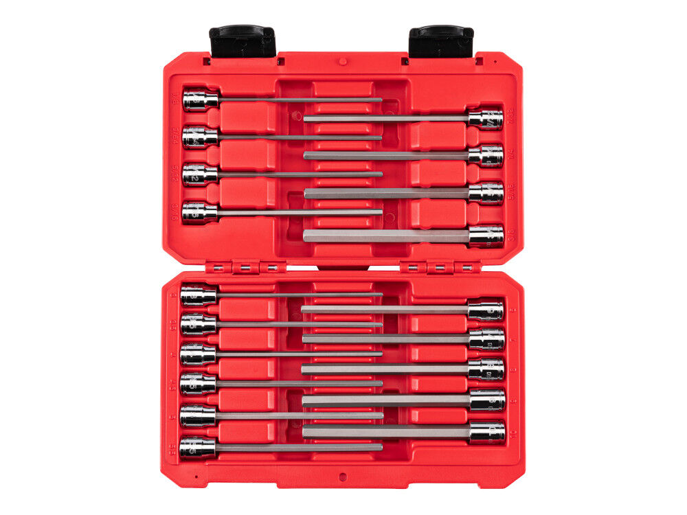 Tekton 3/8 Inch Long Hex Bit Socket Set, 19 Pieces (1/8-3/8 Inch, 3-10 mm)