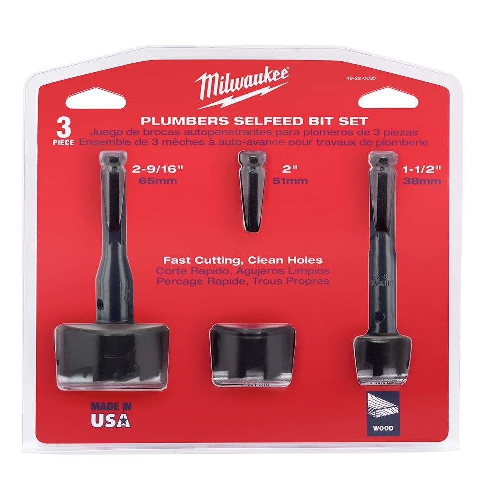 Milwaukee Plumber’s Selfeed Bit Kit 3PK