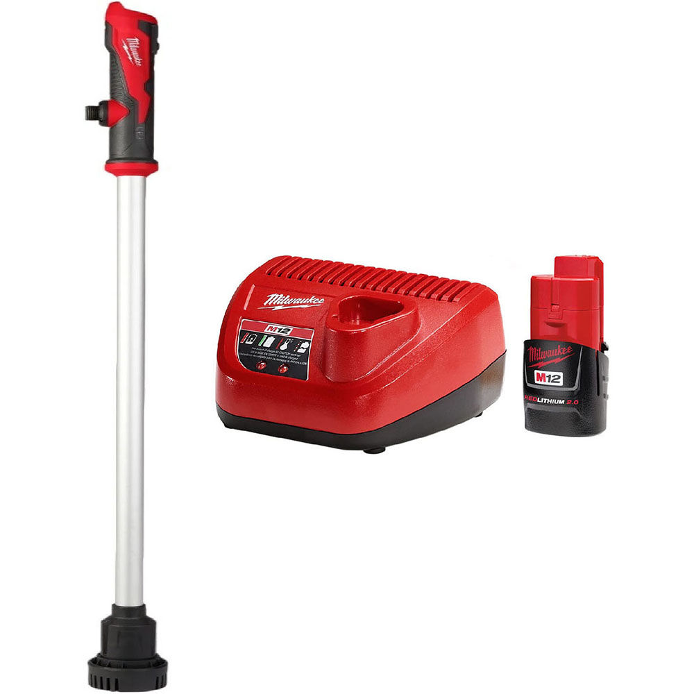 Milwaukee M12 Stick Transfer Pump with Battery & Charger Starter Kit Bundle