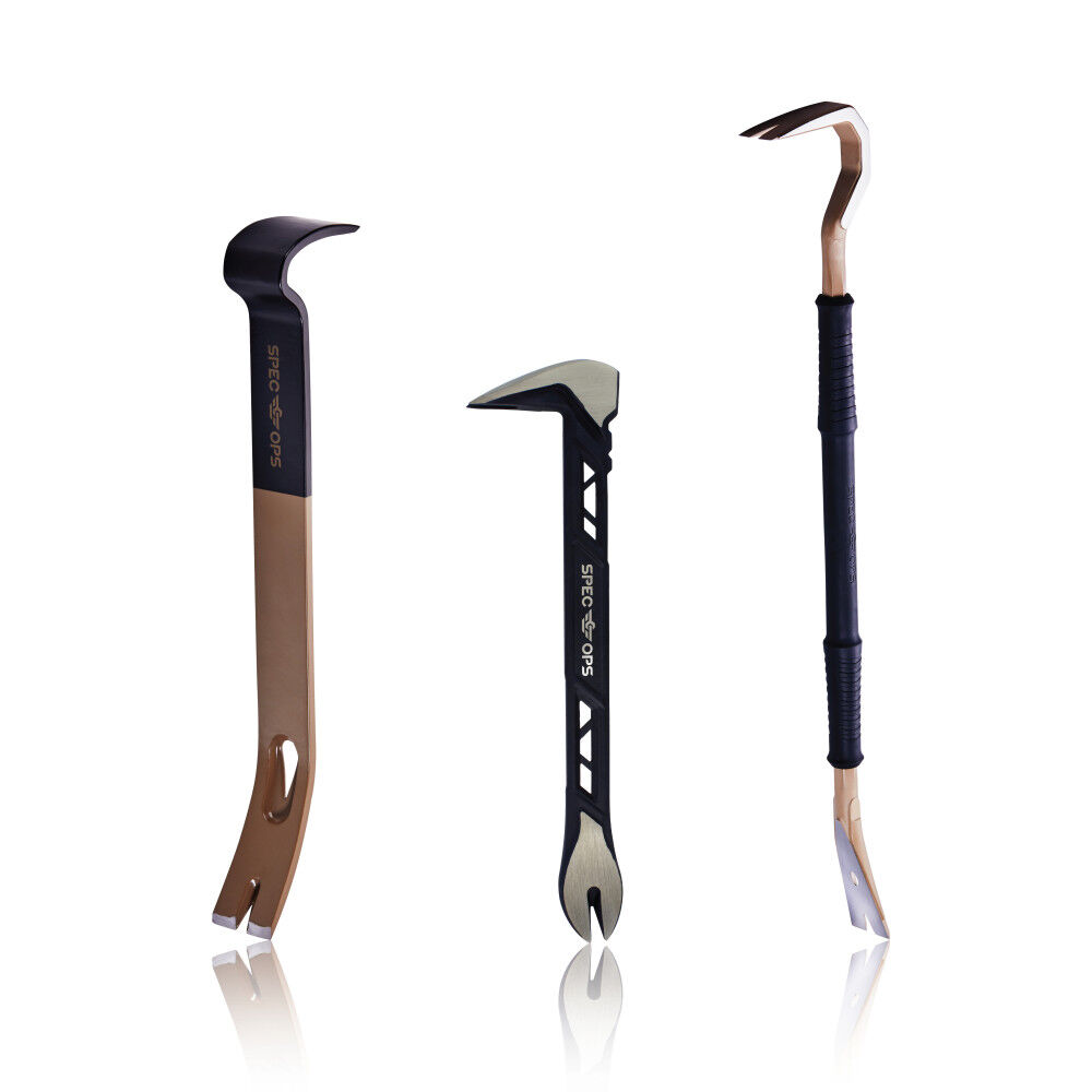 Spec Ops Nail Puller, Flat Pry Bar, and Crowbar Tool Set