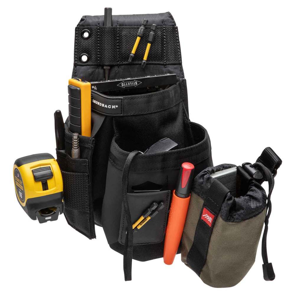Diamondback Toolbelts Clavo X Left Side Compact Tool Pouch, 2 Pockets, Black