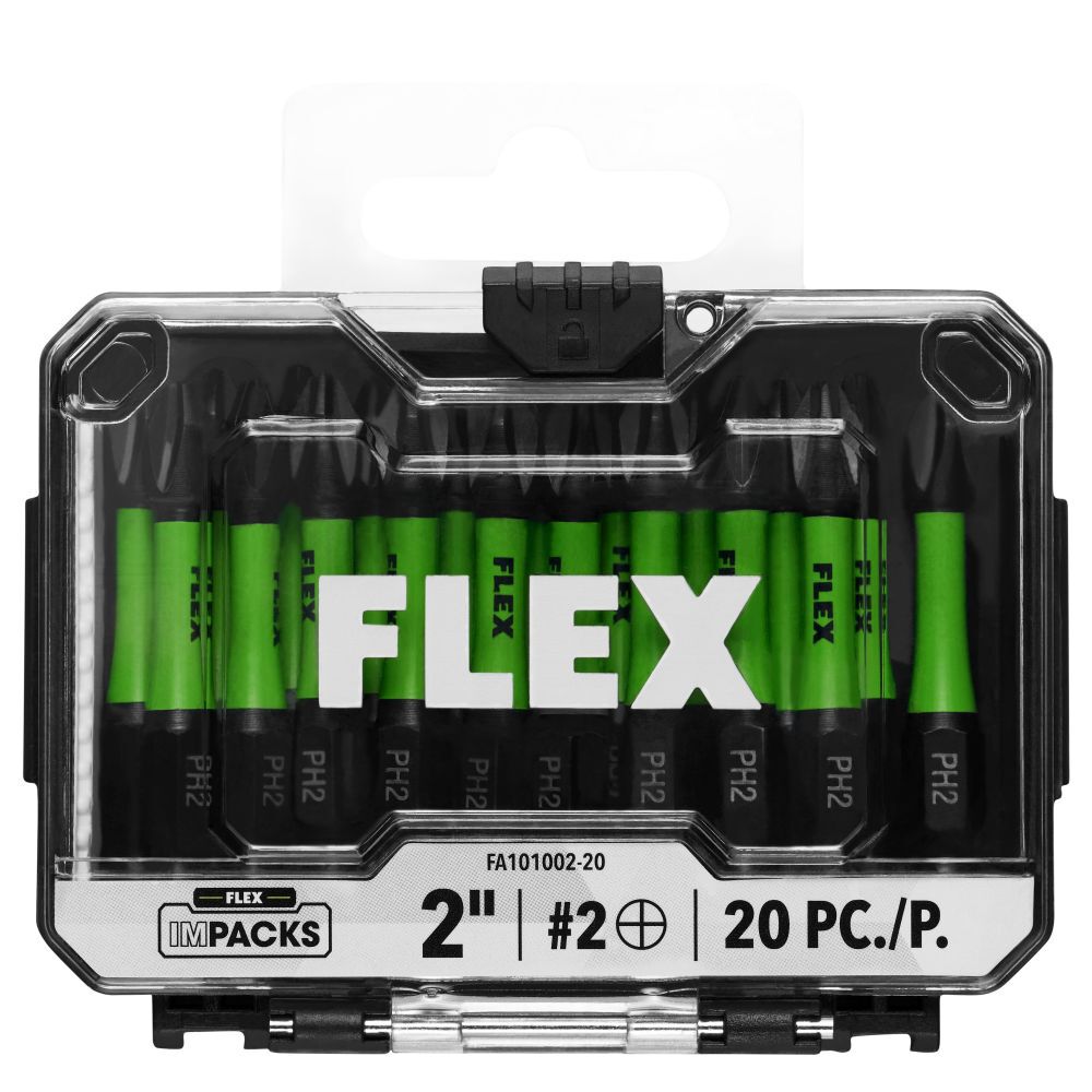 FLEX IMPACKS 2 Inch PH2 Impact Driver Bit Set, 20 Pieces