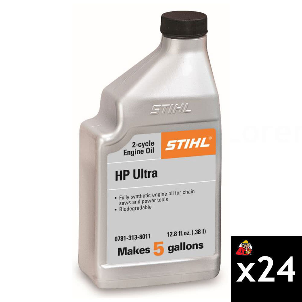 Stihl HP Ultra Fully Synthetic 2-Cycle Engine Oil 50:1 5 Gal Mix 12.8 oz Case of 24