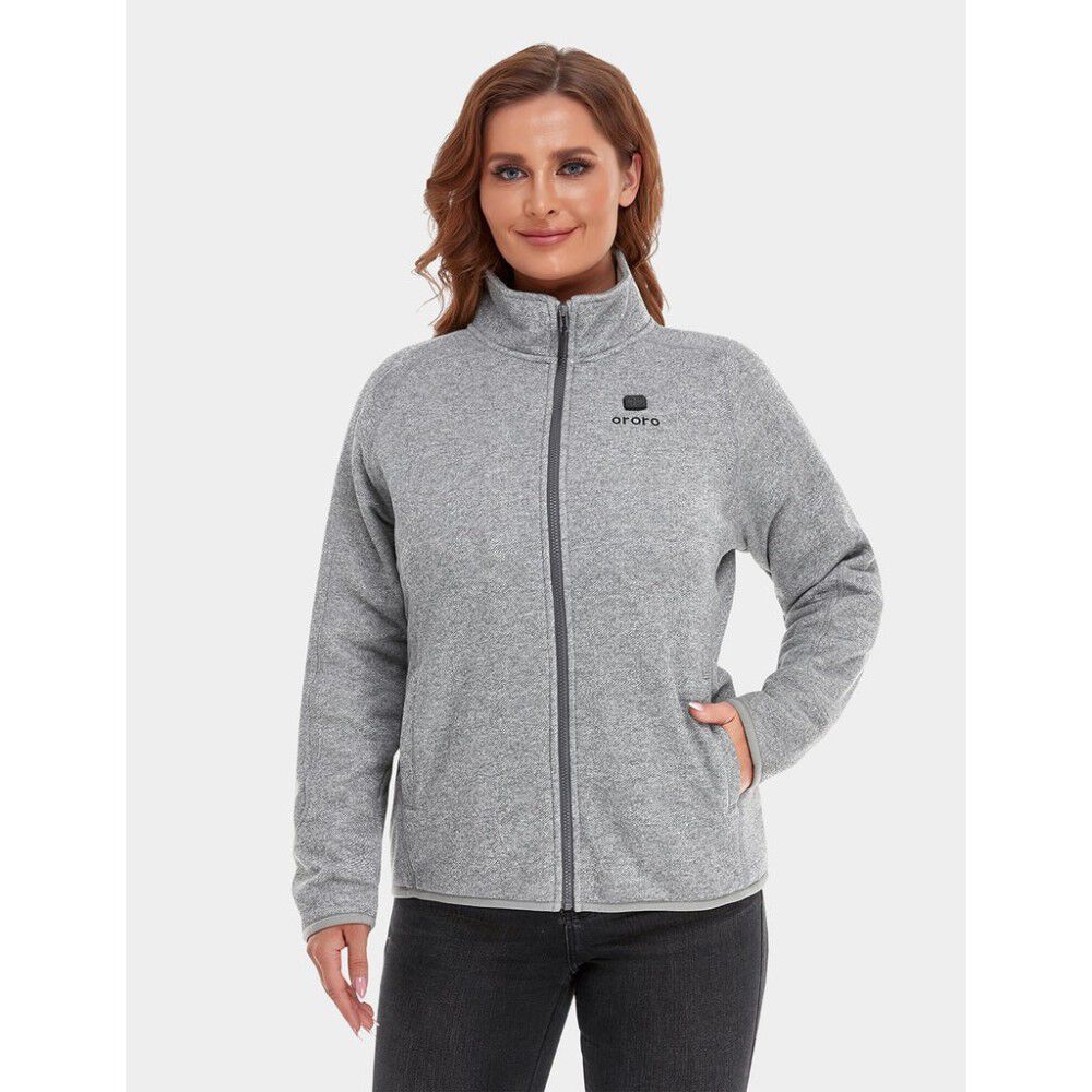 ORORO Womens Flecking Gray Heated Fleece Jacket Kit Medium