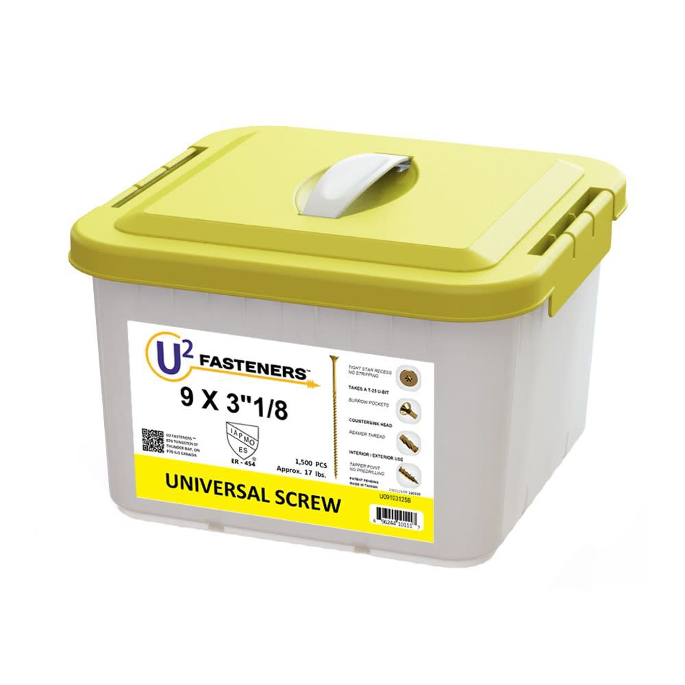 U2 Fasteners #9 x 3-1/8 Inch Carbon Steel Universal Screw – 1500/Box