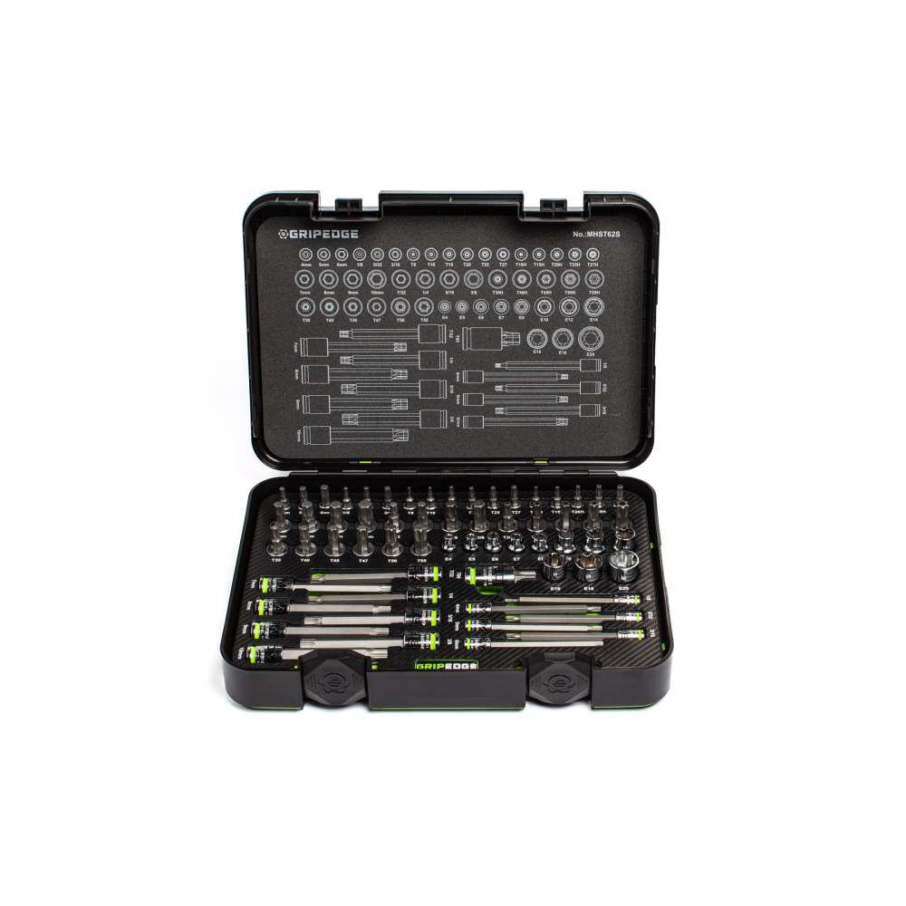 GripEdge Tools Master RPT Hex and Star Driver Set 62 Pieces