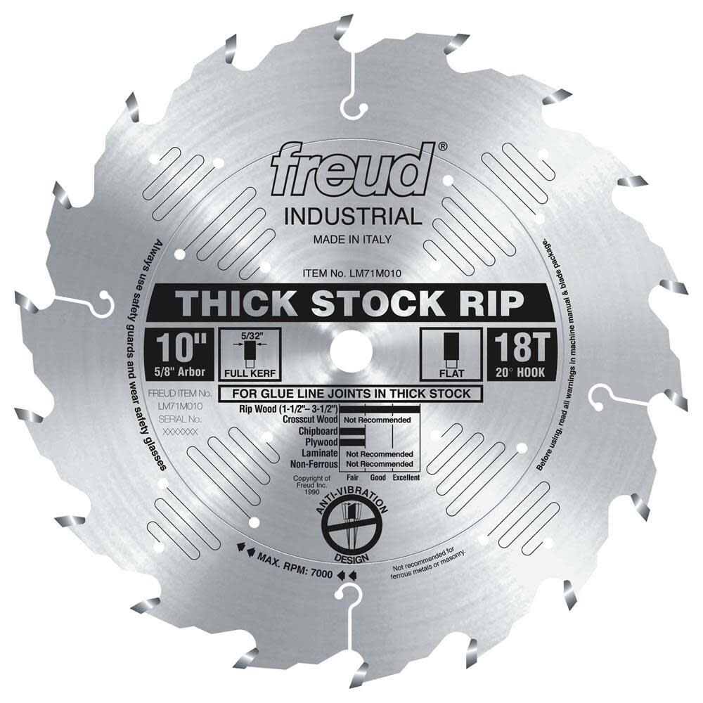 Freud 10 In. x 18T Thick Stock Rip Blade