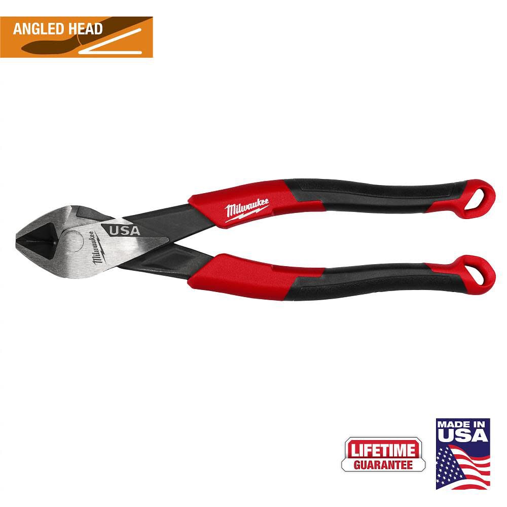 Milwaukee 8 Inch Angled Head Diagonal Comfort Grip Cutting Pliers (USA)