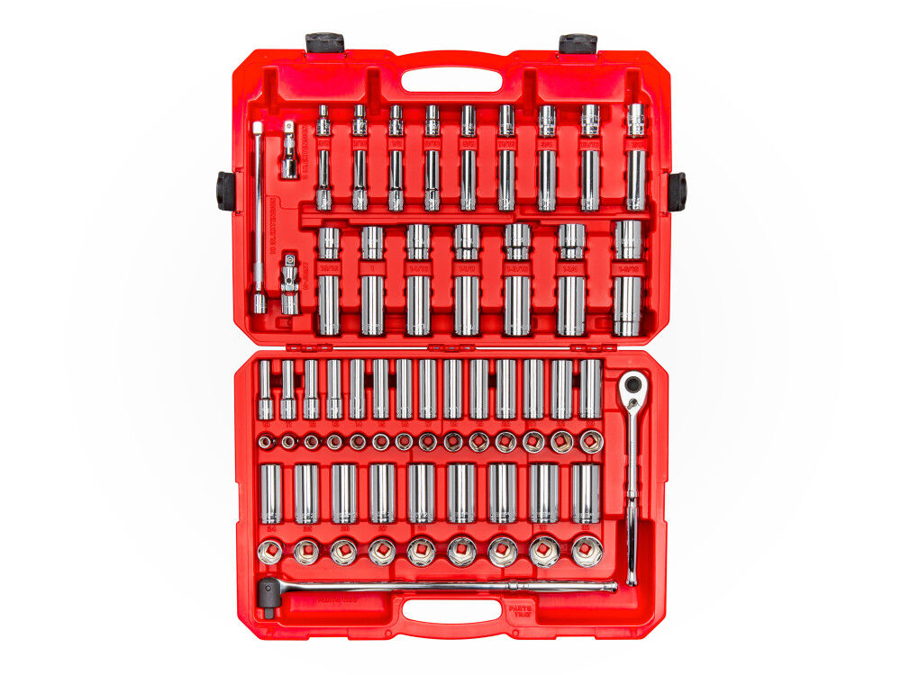 Tekton 1/2 Inch 6 Point Socket and Ratchet Set, 3/8 – 1-5/16 Inch, 10-32 mm
