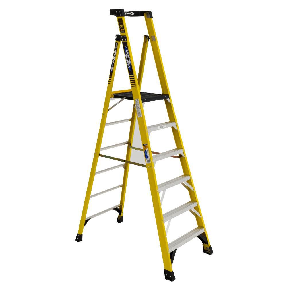 Werner Podium 6-ft Fiberglass 375-lb Type IAA Step Ladder