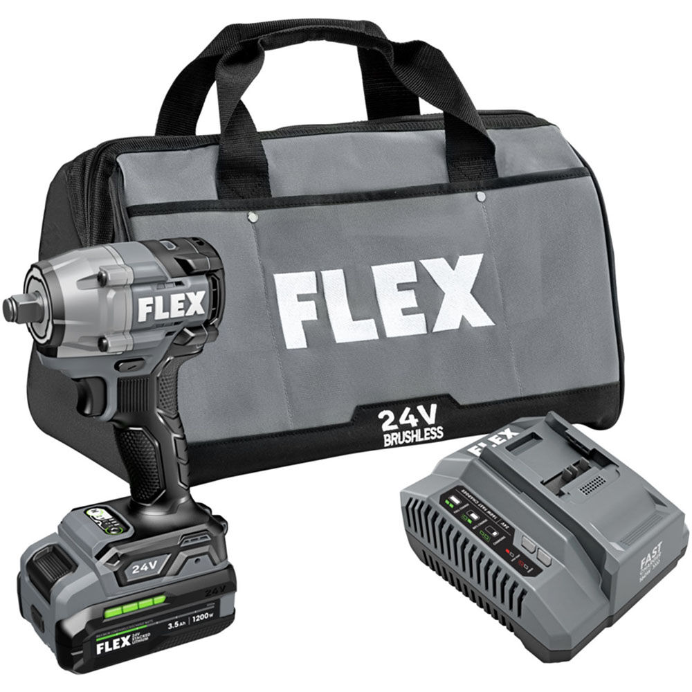 FLEX 24V Cordless 1/2 Inch Compact Impact Wrench Stacked Lithium Kit
