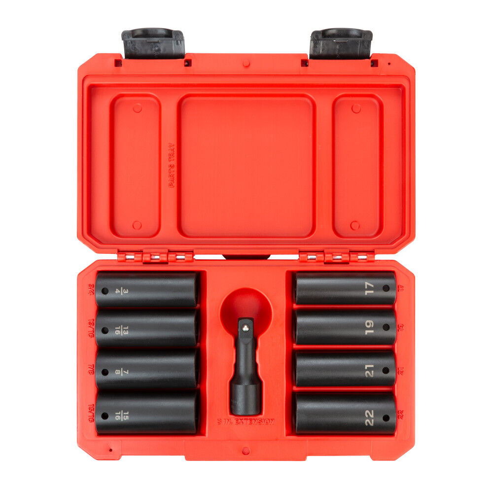 Tekton 1/2 Inch Drive Impact Lug Nut Socket Set with Case (9-Piece)