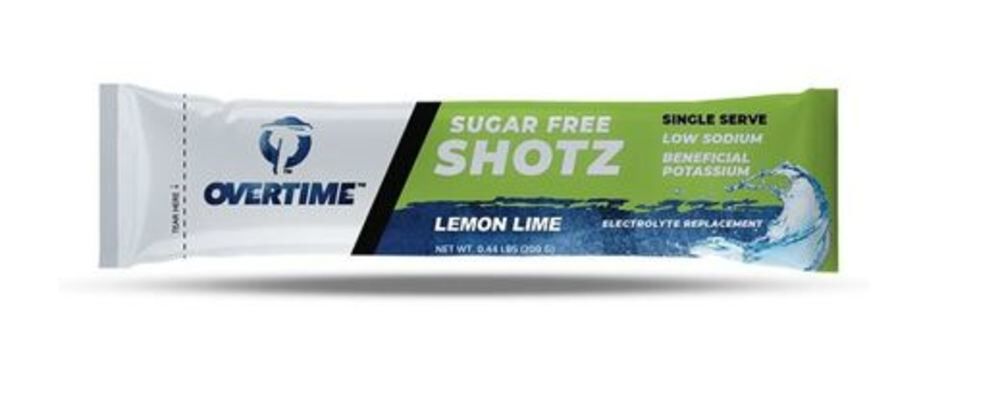 Overtime 200 gram Lemon Lime Sugar-Free Electrolyte Replacement Single Shotz, 400qty