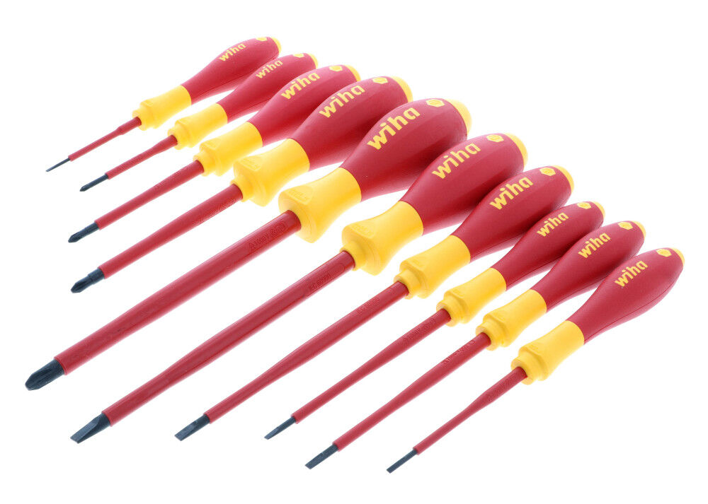 Wiha Insulated Cushion Grip Slotted Screwdriver Set 10 Piece