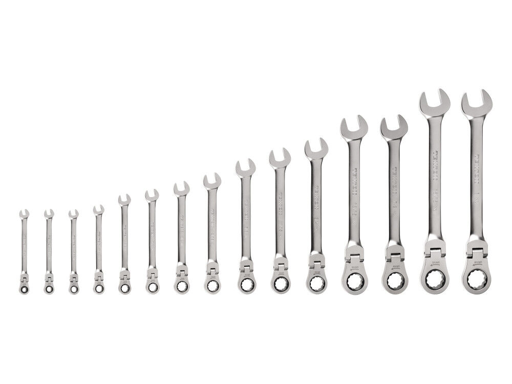 Tekton Flex Head 12 Point RatchetIng CombInation Wrench Set 15 Piece