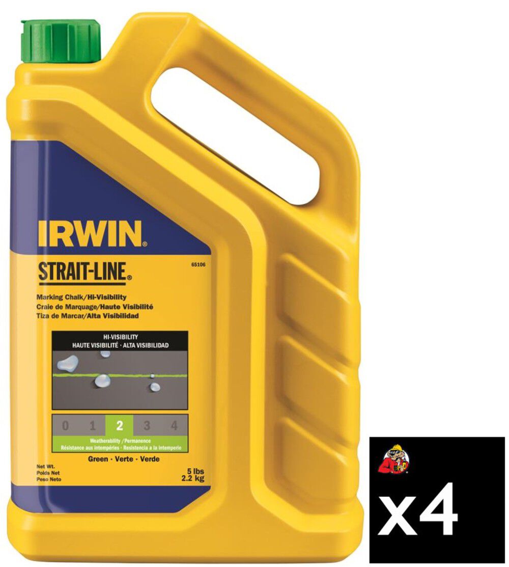 Irwin 5lb Green Chalk Hi Vis Pack of 4