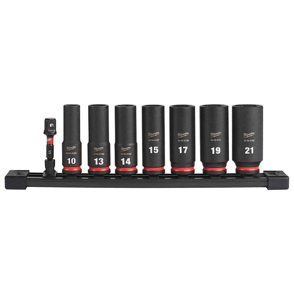 Milwaukee Impact Socket 3/8in Drive Metric Deep 6 Point 8pc