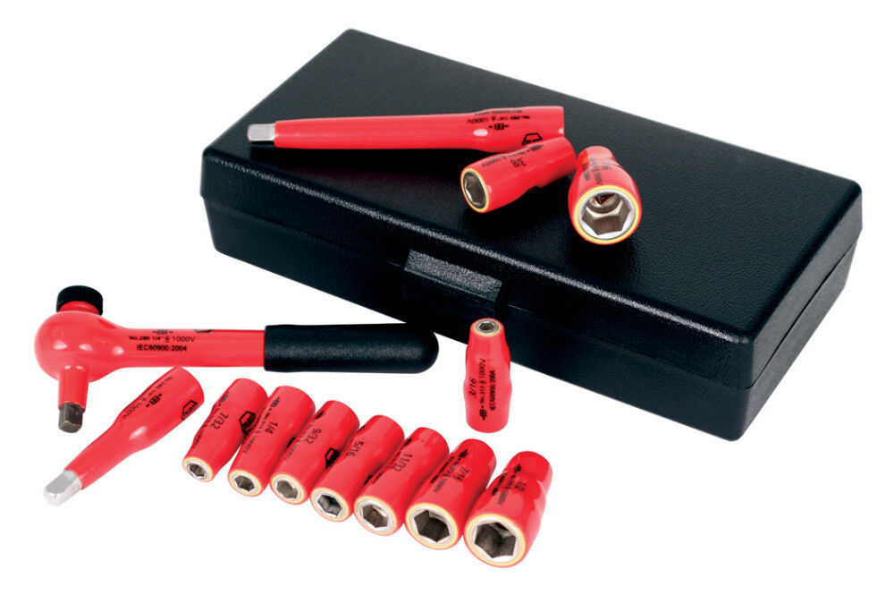 Wiha Insulated 1/4 Inch Drive 6 Point Metric Socket Set 13 Pieces