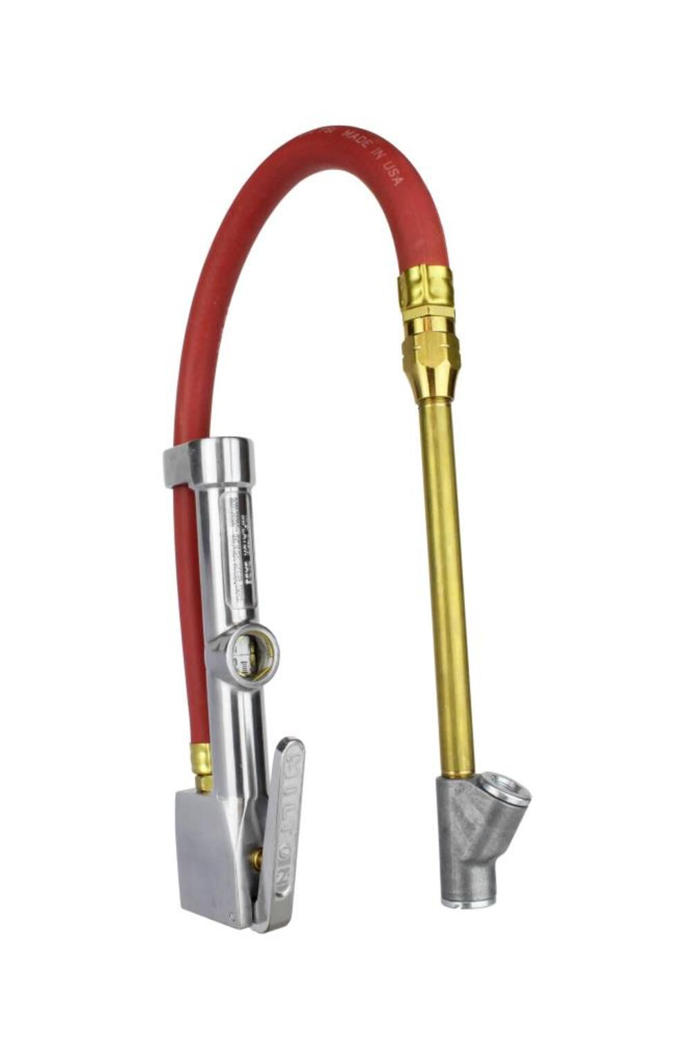 Milton (S-516) Straight Foot Chuck Tire Inflator Gauge – 15in Hose Lock-On Threads