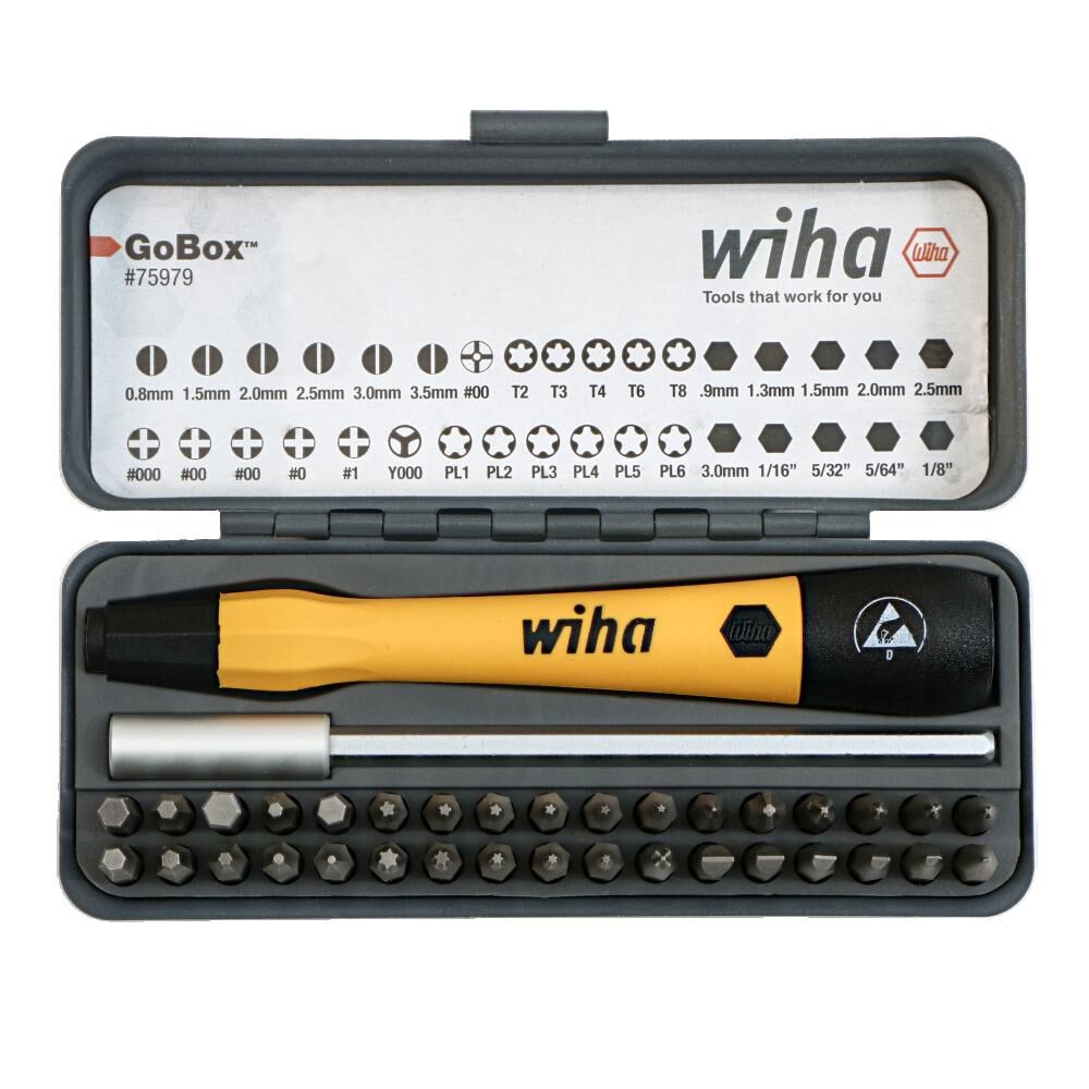 Wiha GoBox Electronics ESD Precision Micro Bit Set 36pc