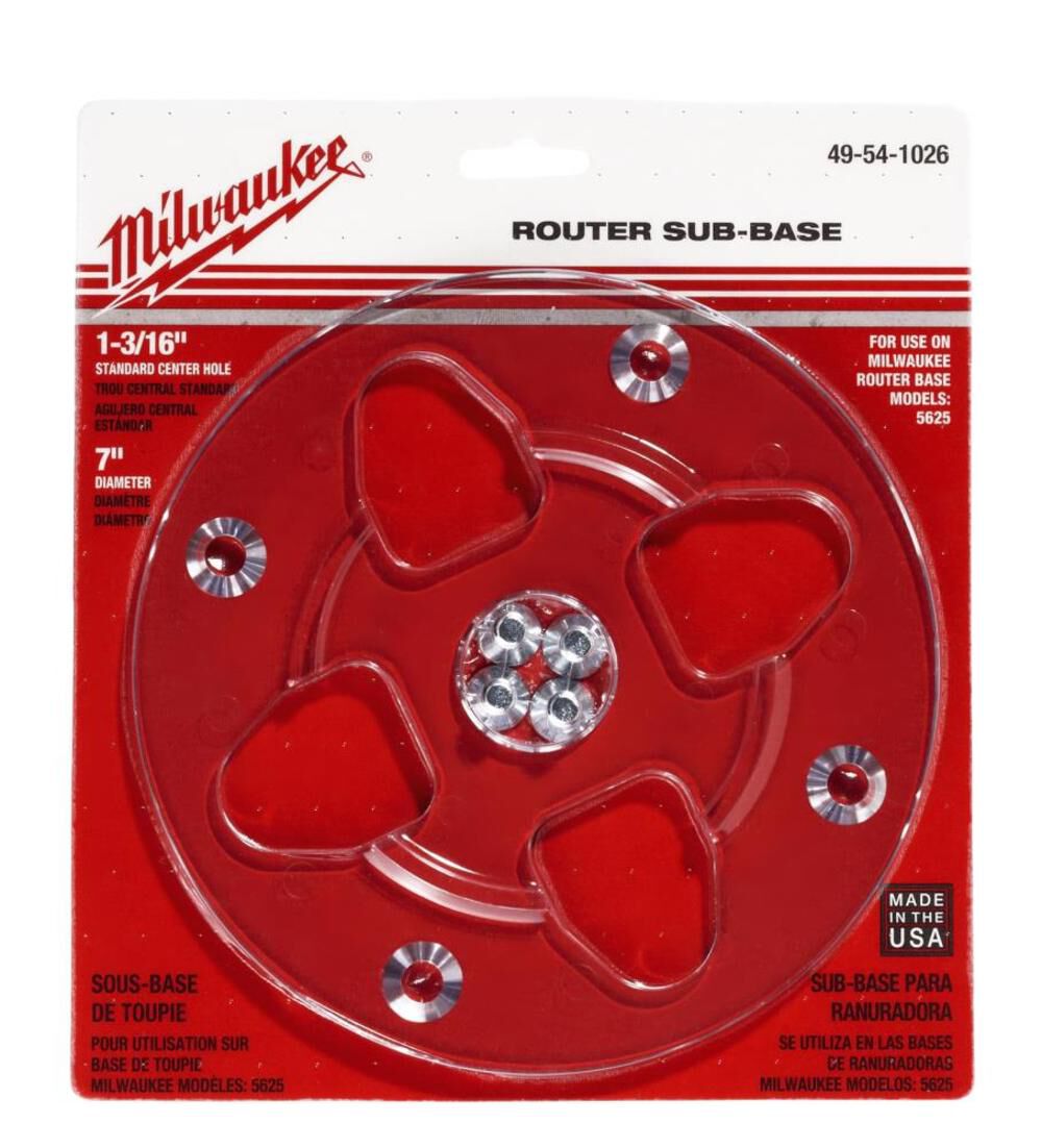 Milwaukee 7 in. Diameter 1-3/16 in. Center Hole Sub-Base – Clear
