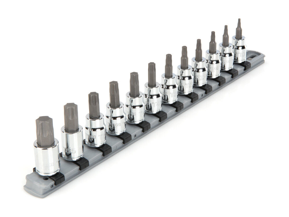 Tekton 3/8 Inch Drive Torx Bit Socket Set with Rail, 12 Piece (T10-T60)