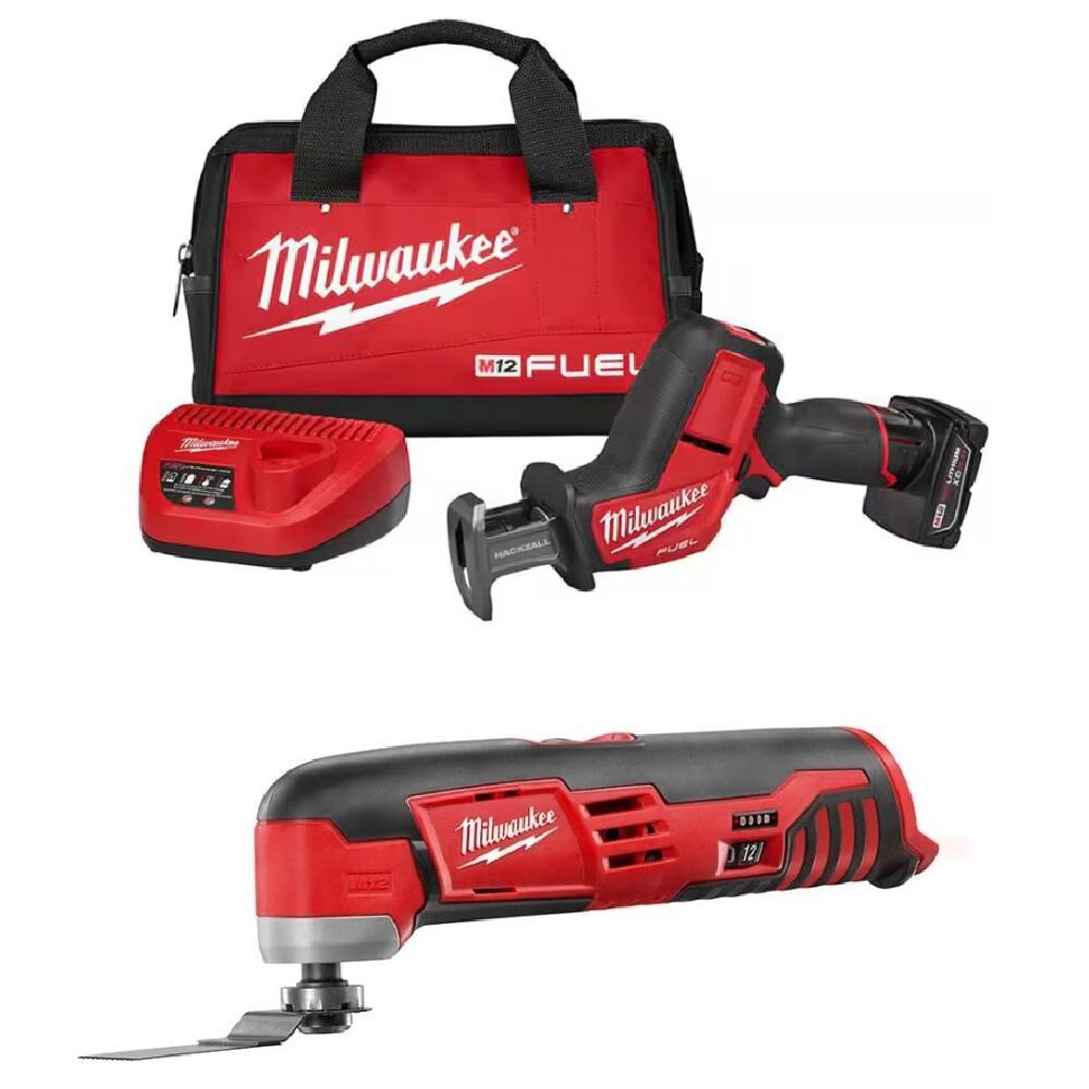 Milwaukee M12 Fuel Hackzall Reciprocating Saw Kit and Multi-Tool Bundle