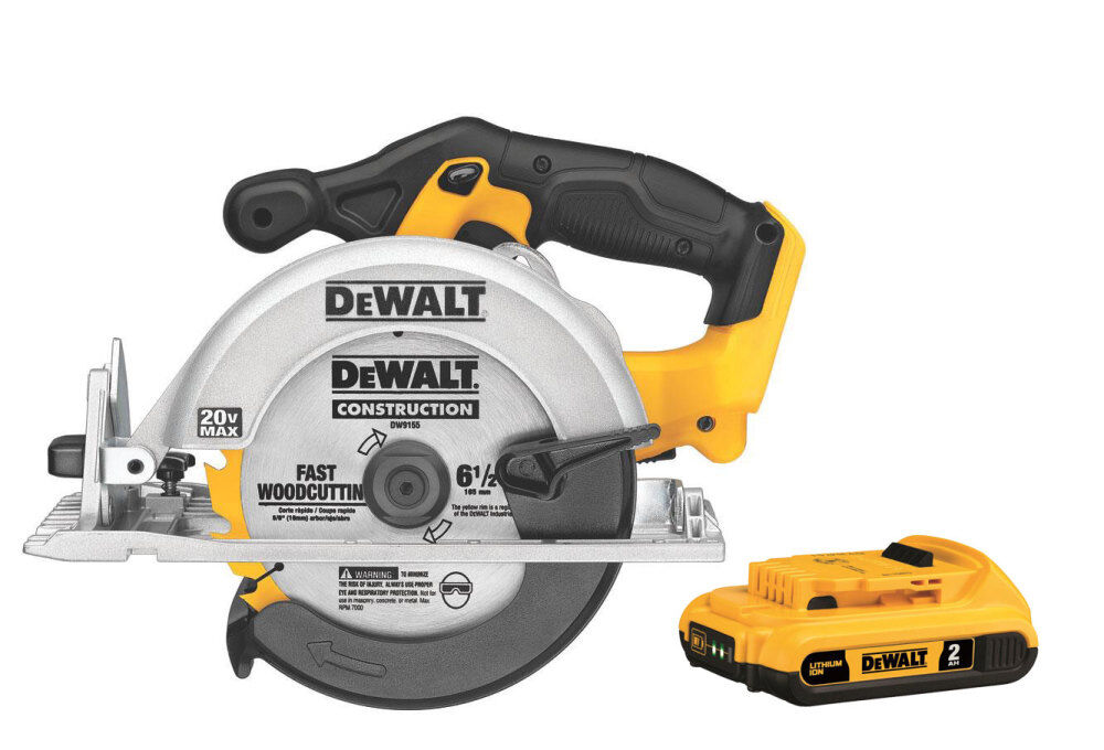 DEWALT 20V MAX 6 1/2 in Cordless Circular Saw with 2Ah 20V Battery Bundle