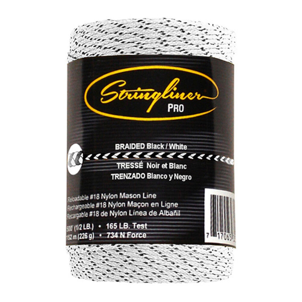 Stringliner #18 Construction Line Braided Black/White 500′ Bonded