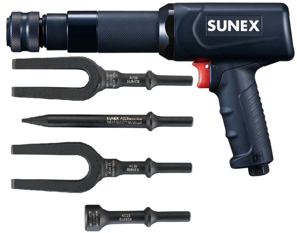 Sunex Heavy-Duty Long Barrel Air Hammer & Air Hammer Chisel Bundle