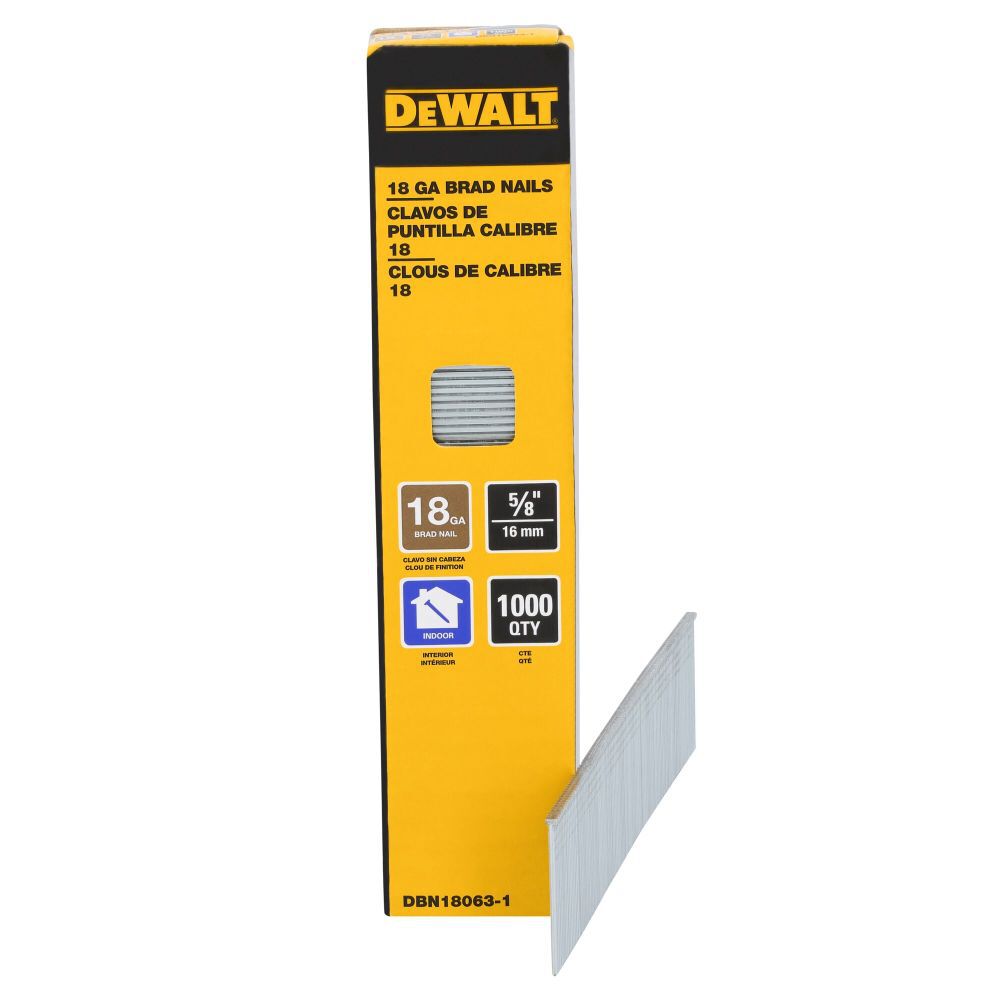 DEWALT 5/8 Inch 18 Gauge Brad Nails, 1000 Pieces